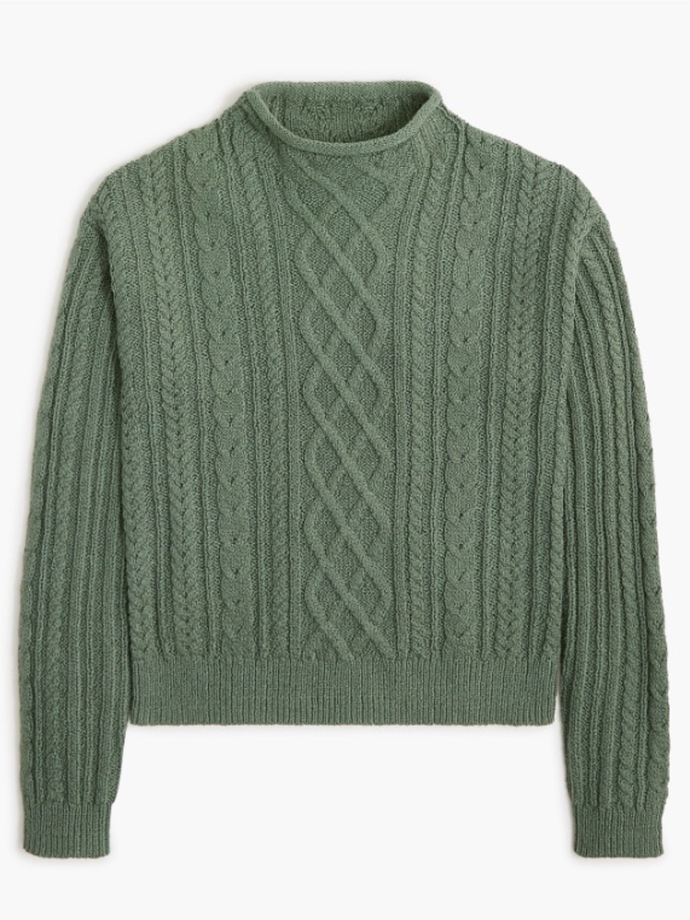 J.Crew Pale Spinach Green Rolled Mock Neck Sweater Cable Knit NEW Size 3X